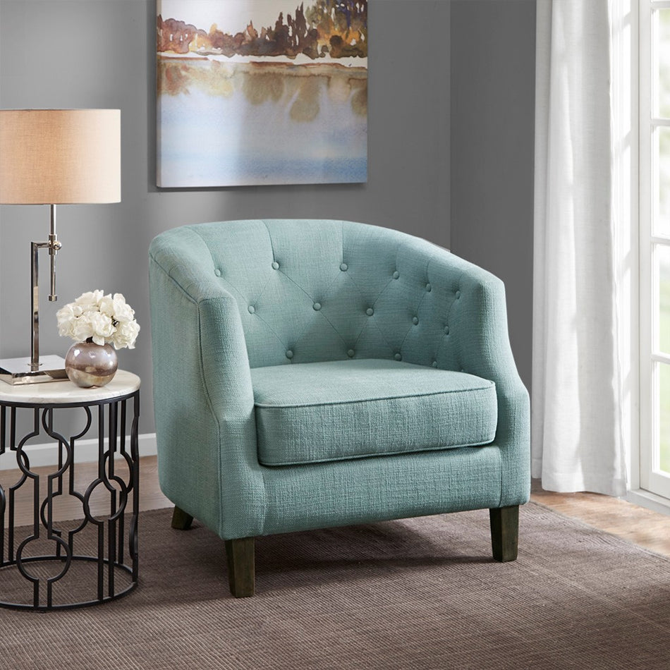 Madison Park Ansley Chesterfield Barrel Chair - Dusty Aqua 