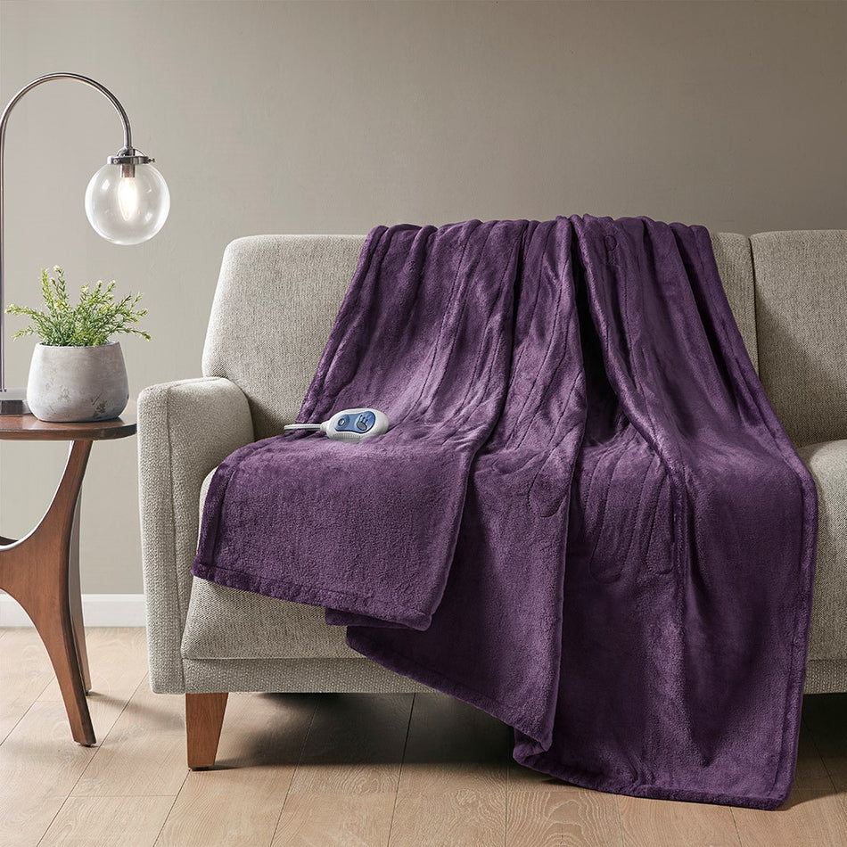 Beautyrest Heated Plush Plush Heated Throw - Purple  - 60x70" Shop Online & Save - ExpressHomeDirect.com