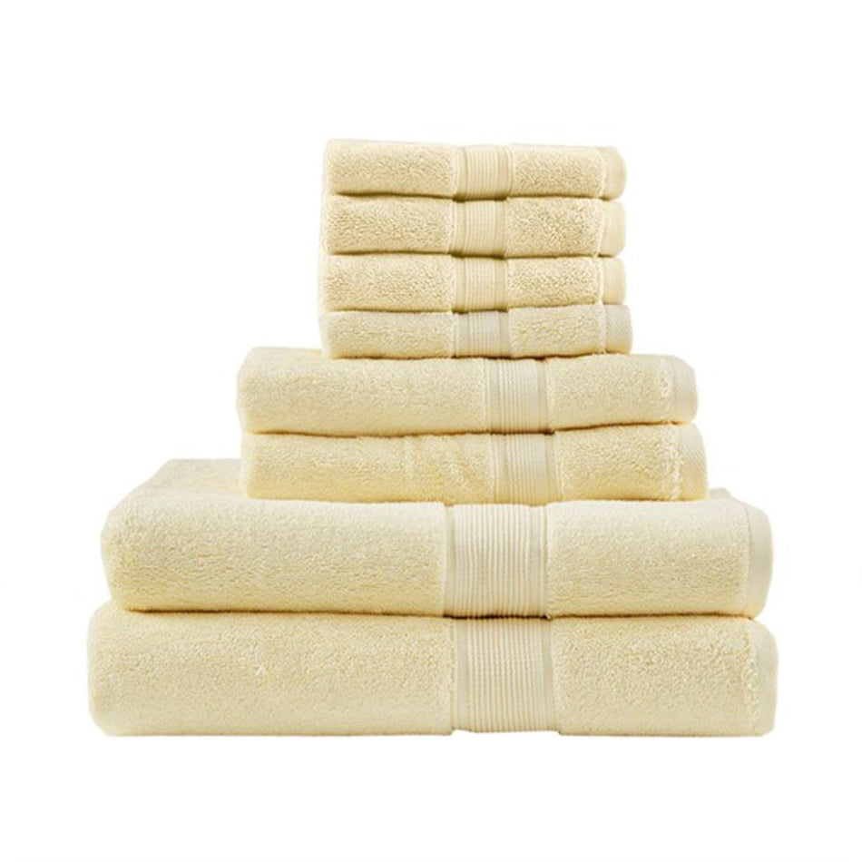 800GSM 100% Cotton 8 Piece Antimicrobial Towel Set - Yellow