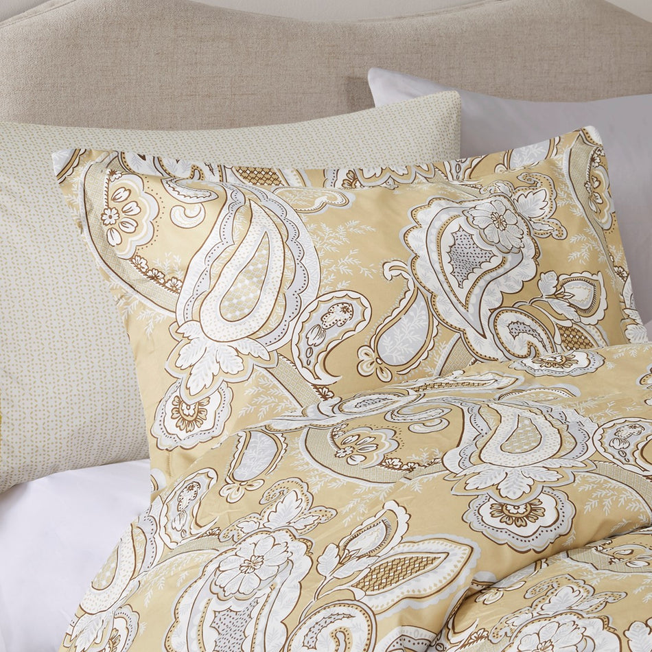 Gracelyn Paisley Print 9 Piece Comforter Set with Sheets - Wheat - Queen Size