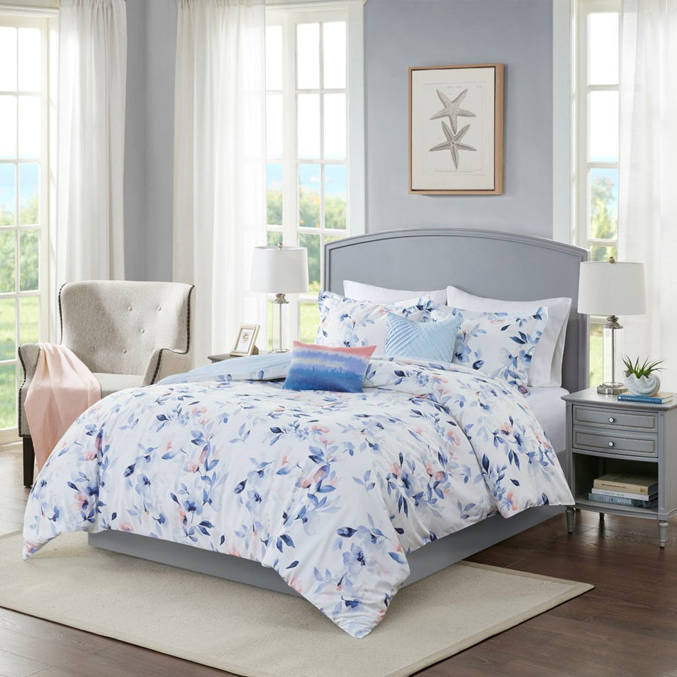 Harbor House Betsy 5 Piece Cotton Sateen Comforter Set - White - Full Size / Queen Size