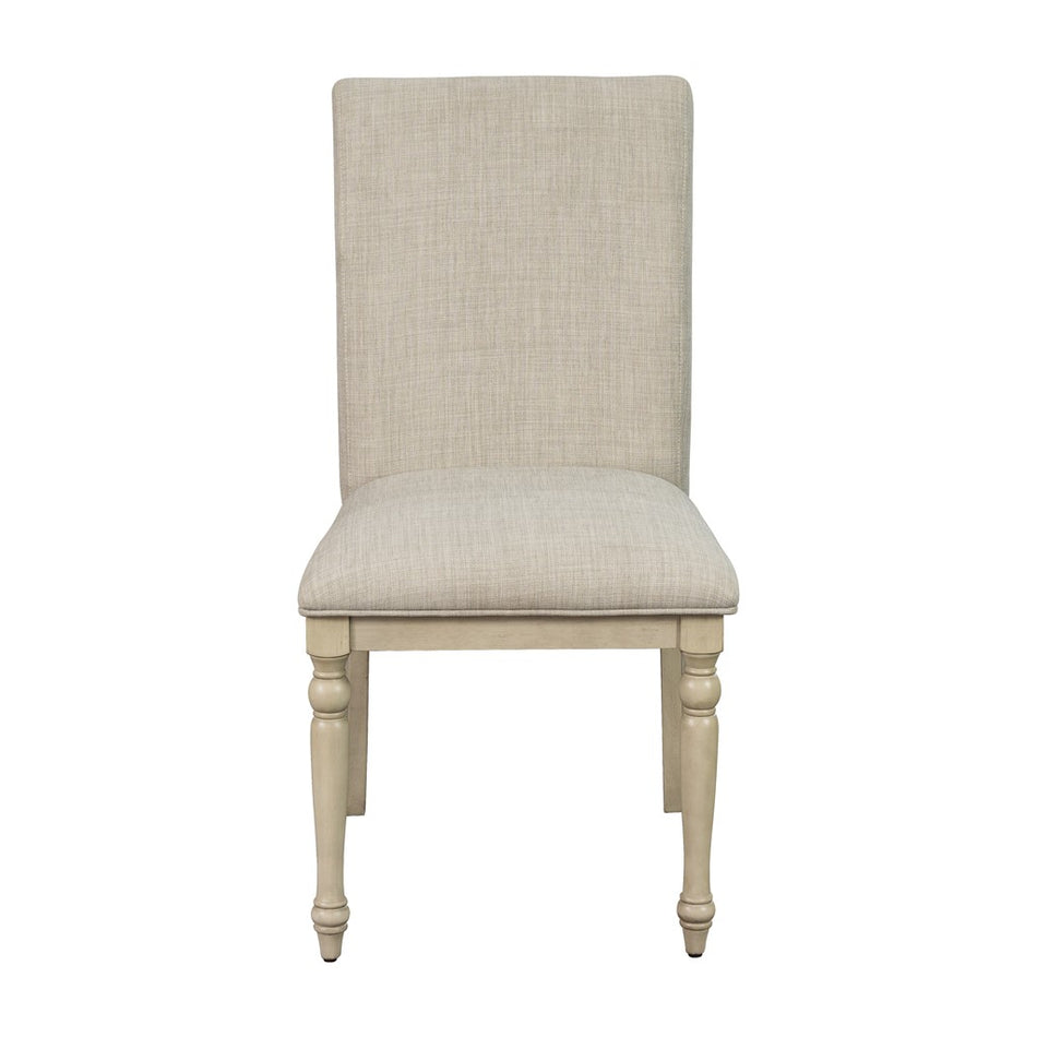 Fiona Upholstered Dining Chair with Turned Wood Legs Set of 2 - Light Grey