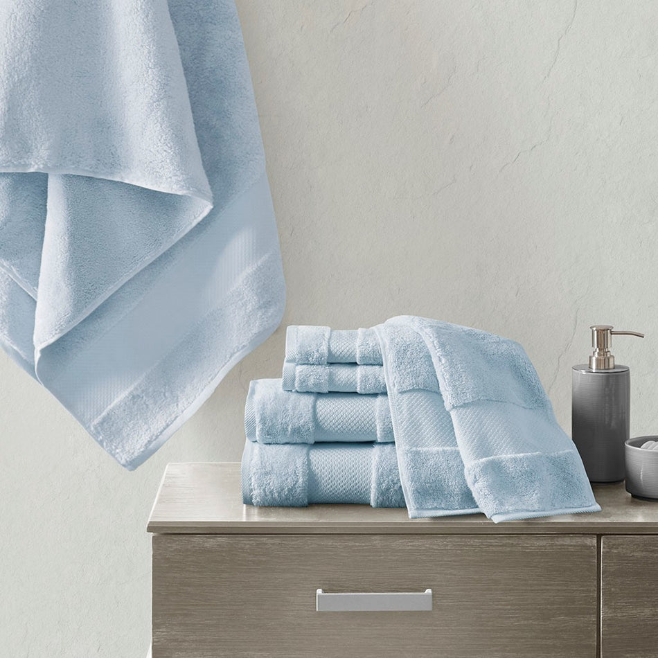 Madison Park Signature Turkish Cotton 6 Piece Bath Towel Set - Light Blue 