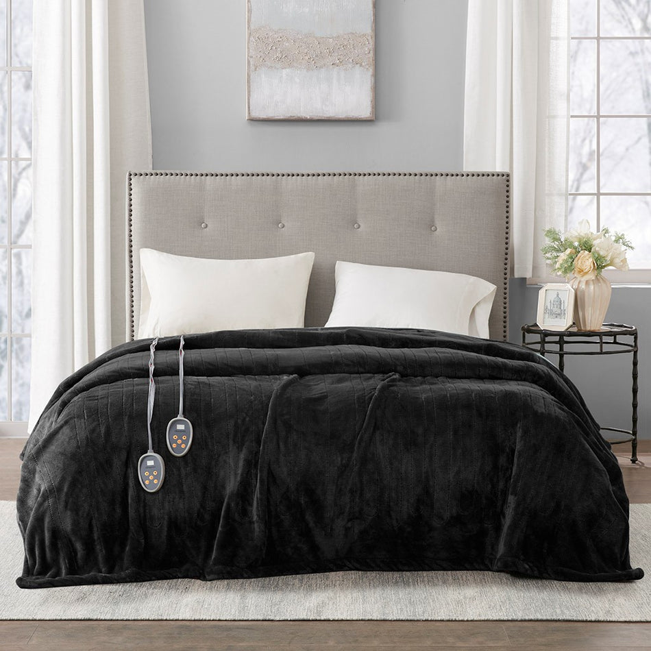 Beautyrest Heated Plush Heated Plush Blanket - Black - King Size