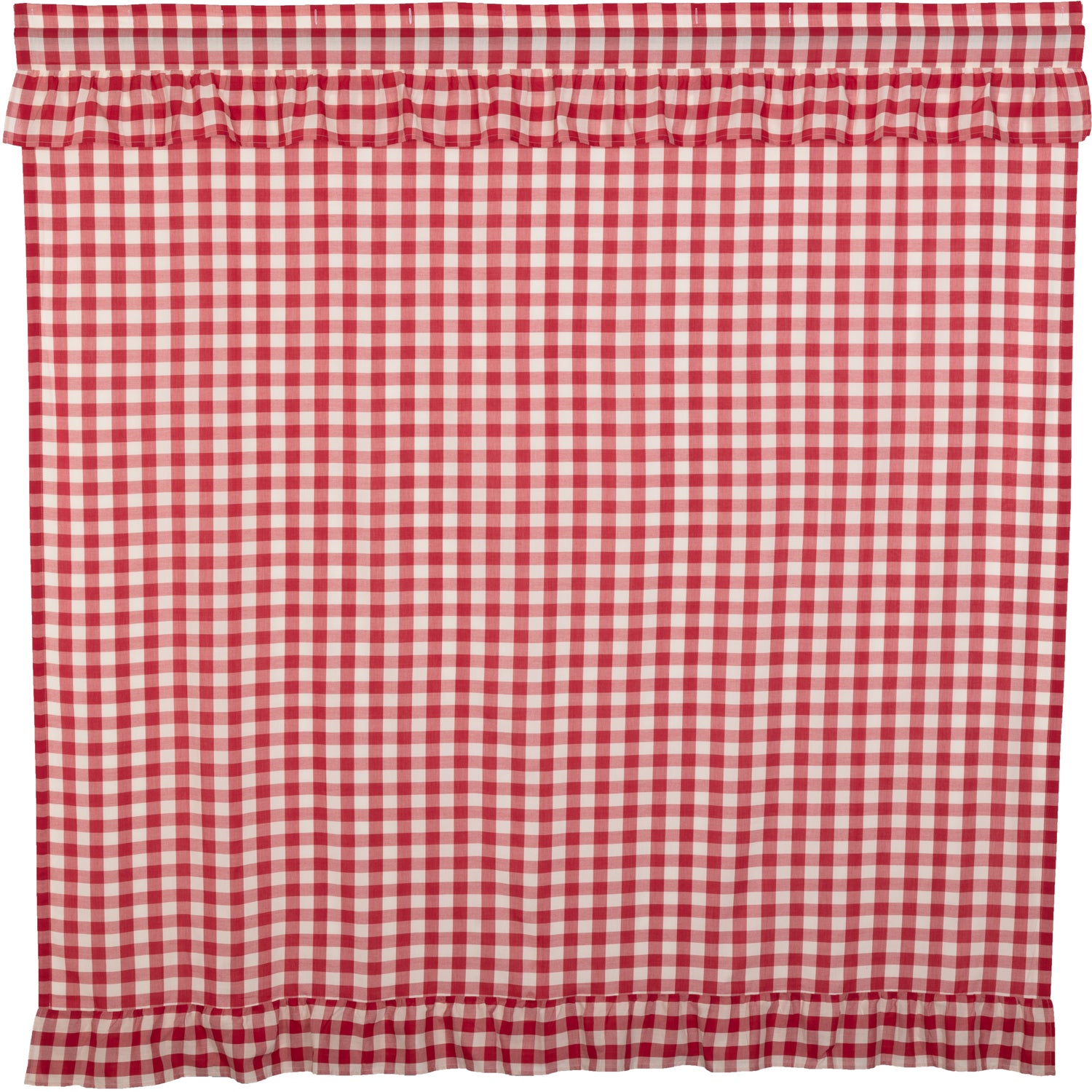 April & Olive Annie Buffalo Red Check Ruffled Shower Curtain 72x72 By VHC Brands