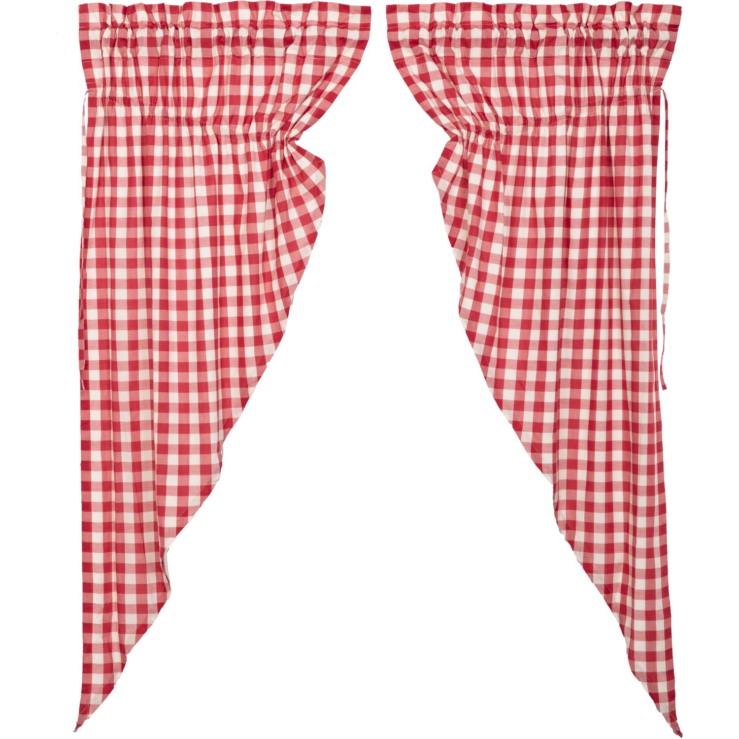 April & Olive Annie Buffalo Red Check Prairie Short Panel Set of 2 63x36x18 By VHC Brands