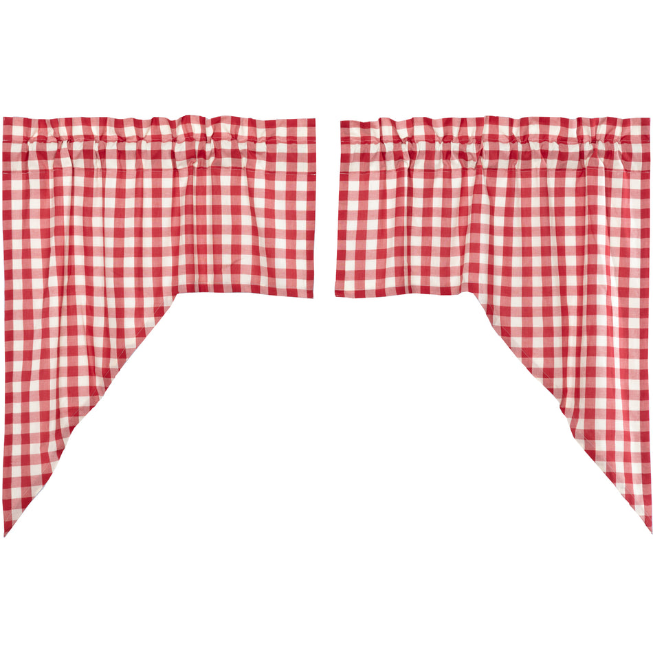 April & Olive Annie Buffalo Red Check Swag Set of 2 36x36x16 By VHC Brands