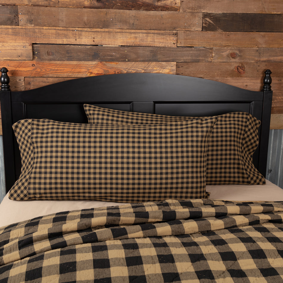 Black Check King Pillow Case Set of 2 21x40