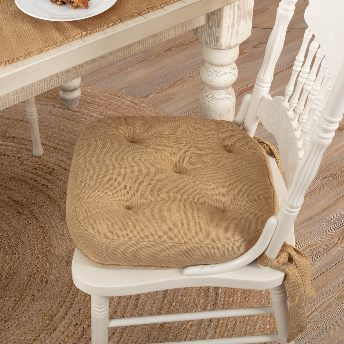 April & Olive Burlap Natural Chair Pad By VHC Brands