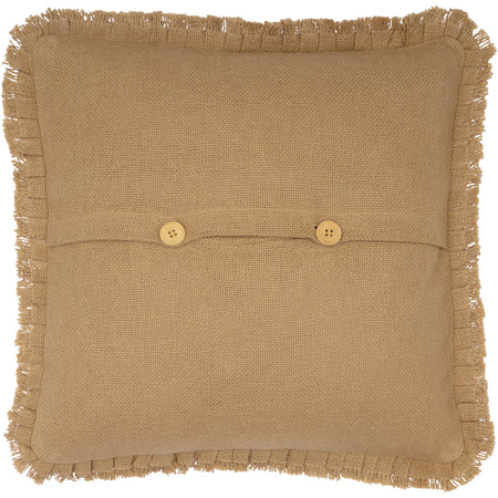 April & Olive Burlap Natural Pillow w/ Fringed Ruffle 18x18 By VHC Brands