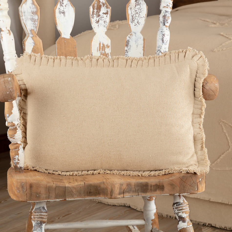 April & Olive Burlap Vintage Pillow w/ Fringed Ruffle 14x22 By VHC Brands