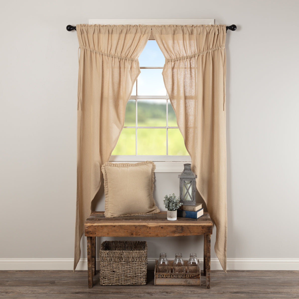 April & Olive Burlap Vintage Prairie Long Panel Set of 2 84x36x18 By VHC Brands