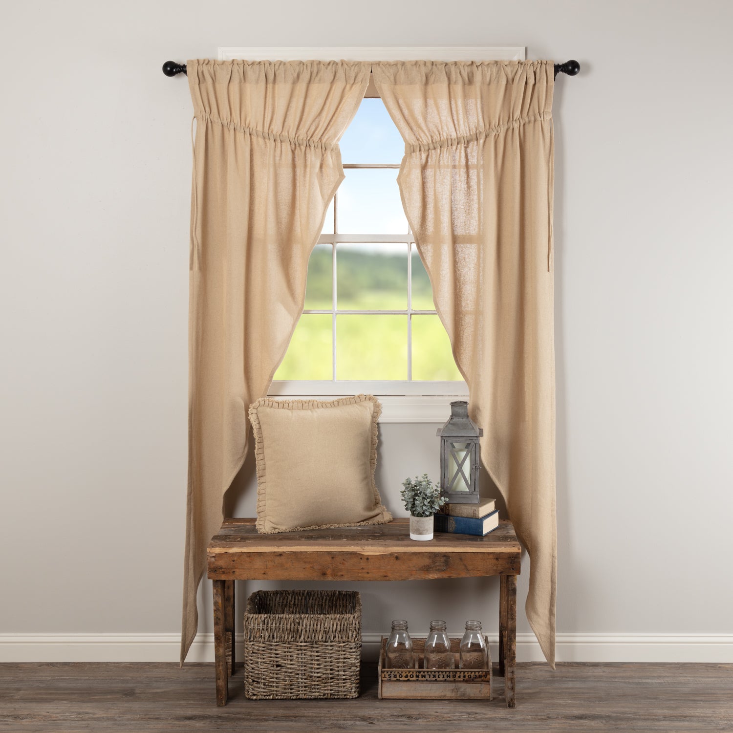 April & Olive Burlap Vintage Prairie Long Panel Set of 2 84x36x18 By VHC Brands