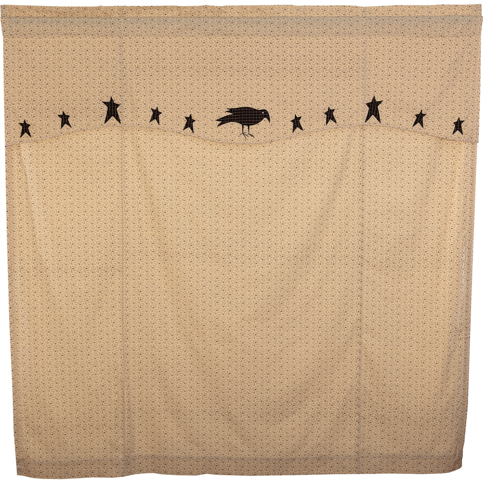 Mayflower Market Kettle Grove Shower Curtain with Attached Applique Crow and Star Valance 72x72 By VHC Brands