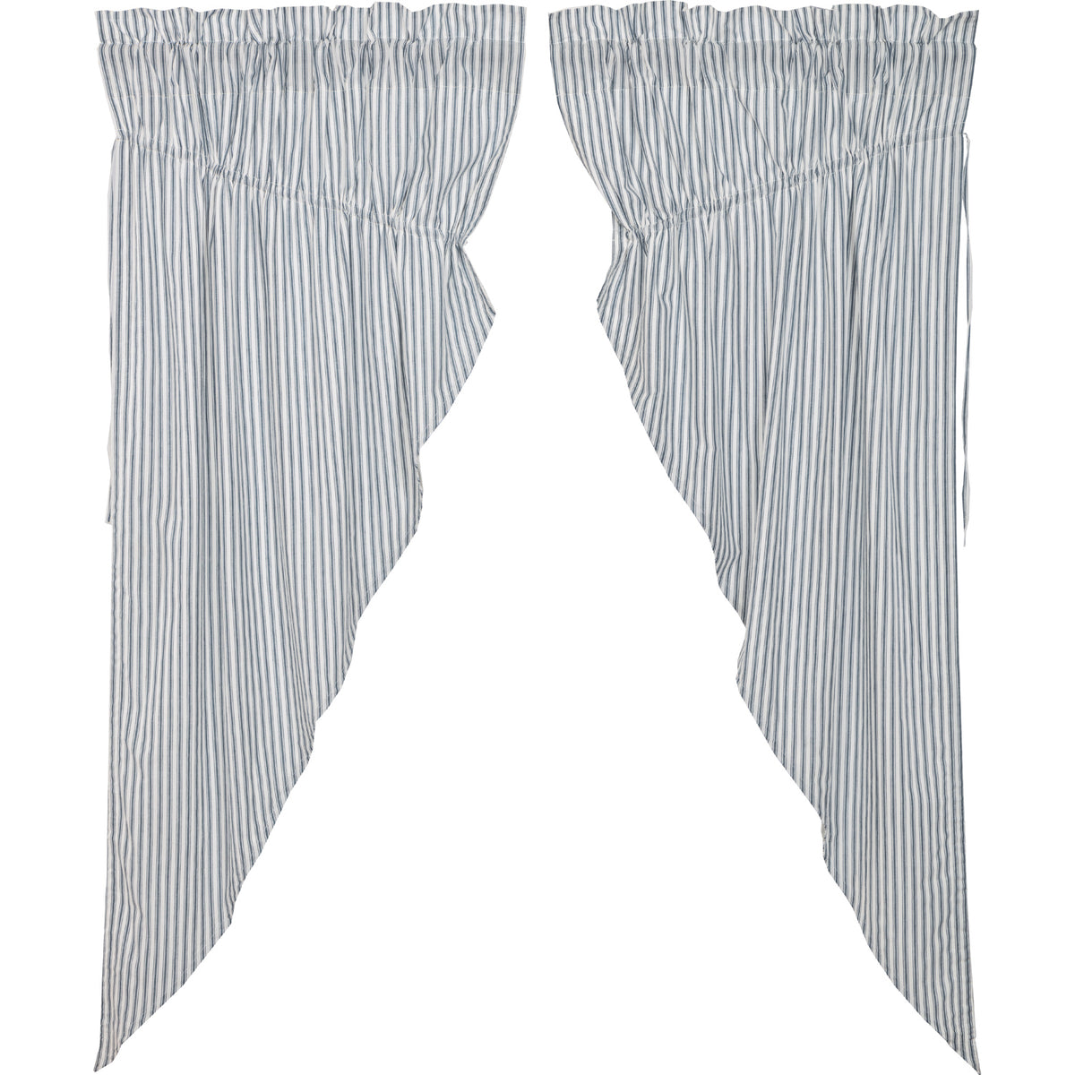 April & Olive Sawyer Mill Blue Ticking Stripe Prairie Short Panel Set of 2 63x36x18 By VHC Brands