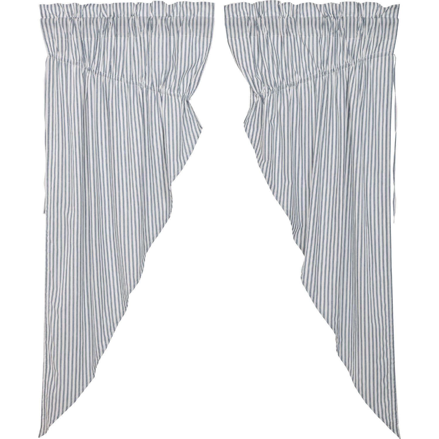 April & Olive Sawyer Mill Blue Ticking Stripe Prairie Short Panel Set of 2 63x36x18 By VHC Brands