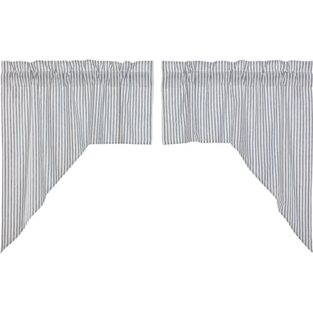 April & Olive Sawyer Mill Blue Ticking Stripe Swag Set of 2 36x36x16 By VHC Brands