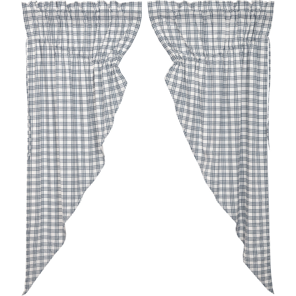 April & Olive Sawyer Mill Blue Plaid Prairie Short Panel Set of 2 63x36x18 By VHC Brands