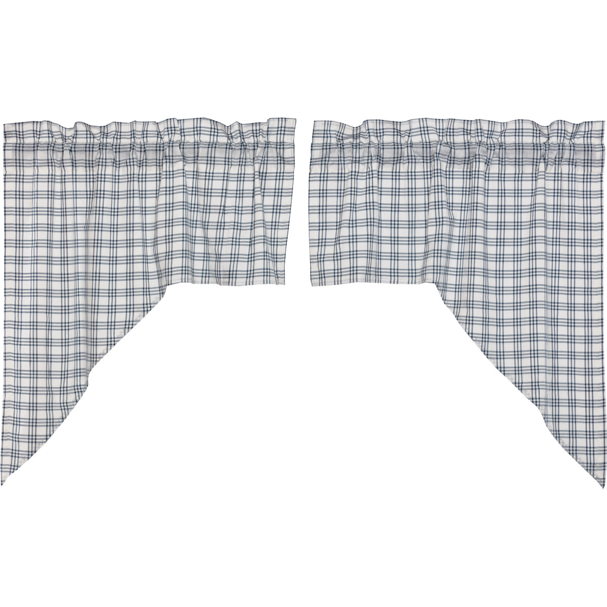 April & Olive Sawyer Mill Blue Plaid Swag Set of 2 36x36x16 By VHC Brands