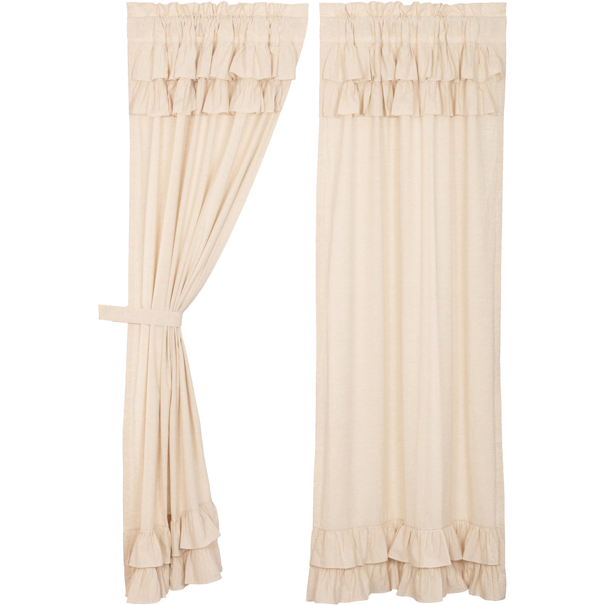 April & Olive Simple Life Flax Natural Ruffled Panel Set of 2 84x40 By VHC Brands