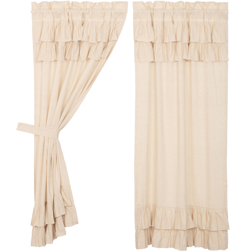 April & Olive Simple Life Flax Natural Ruffled Short Panel Set of 2 63x36 By VHC Brands