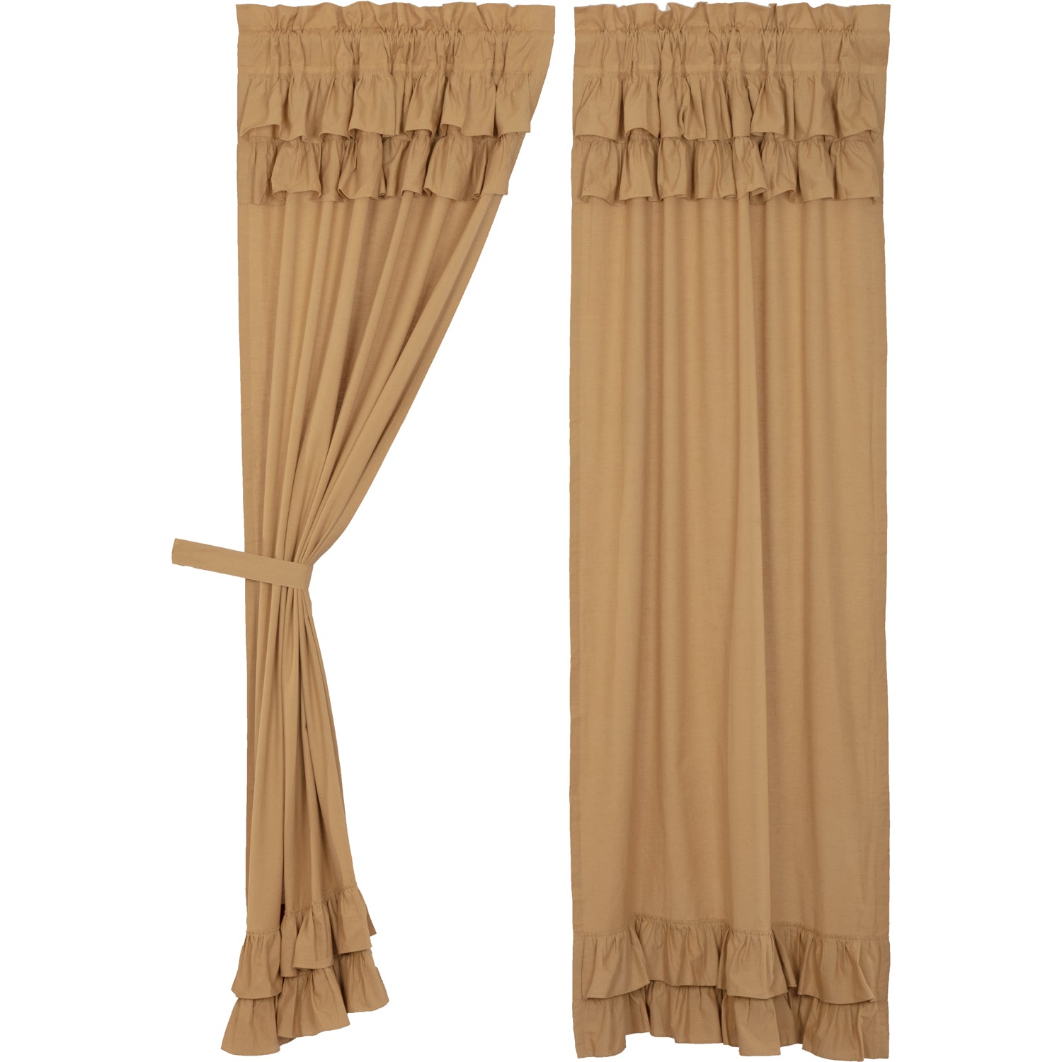 April & Olive Simple Life Flax Khaki Ruffled Panel Set of 2 84x40 By VHC Brands