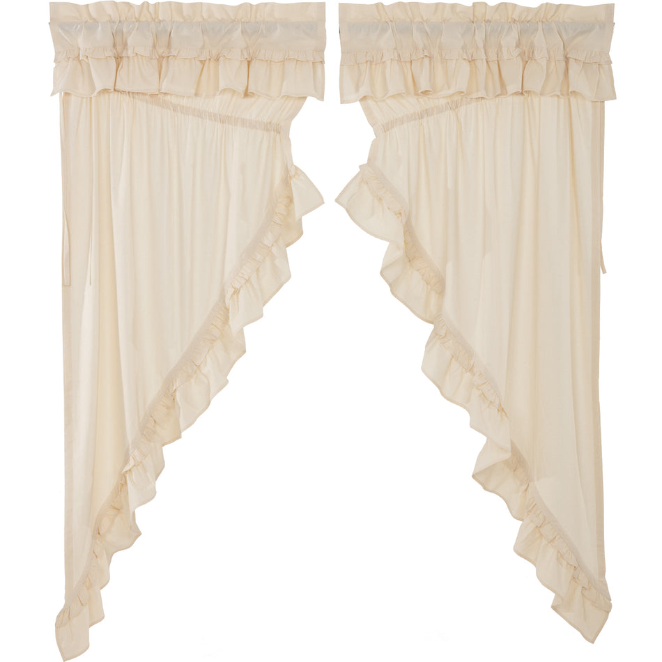 April & Olive Muslin Ruffled Unbleached Natural Prairie Short Panel Set of 2 63x36x18 By VHC Brands