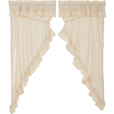 April & Olive Muslin Ruffled Unbleached Natural Prairie Short Panel Set of 2 63x36x18 By VHC Brands