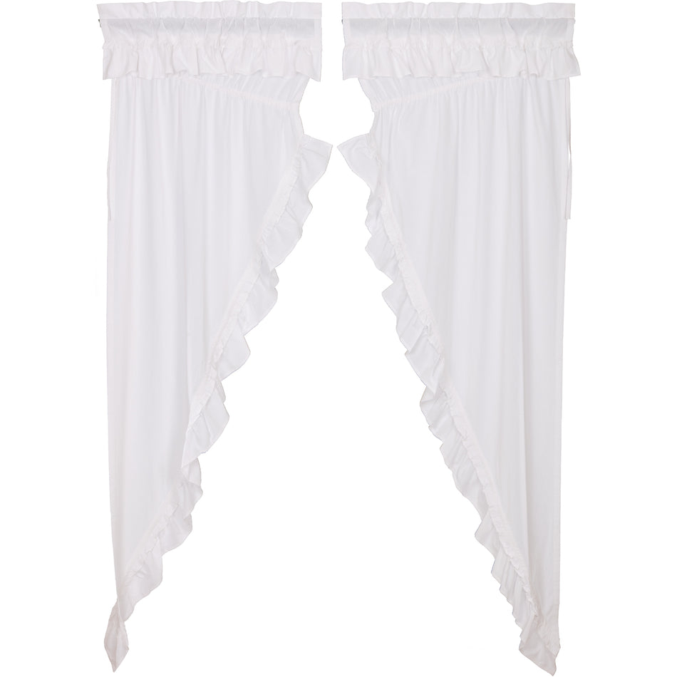 April & Olive Muslin Ruffled Bleached White Prairie Long Panel Set of 2 84x36x18 By VHC Brands