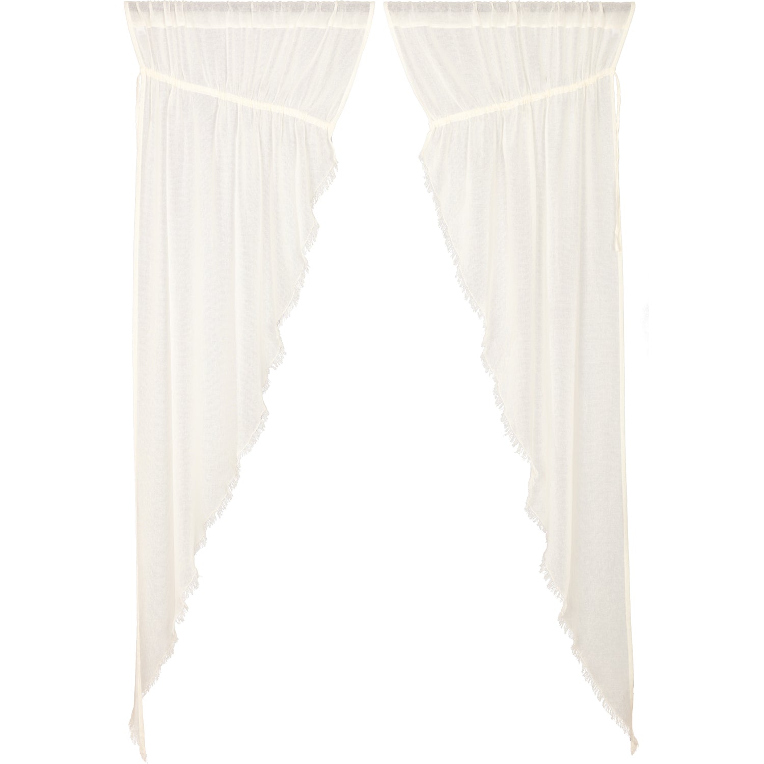 April & Olive Tobacco Cloth Antique White Prairie Long Panel Fringed Set of 2 84x36x18 By VHC Brands