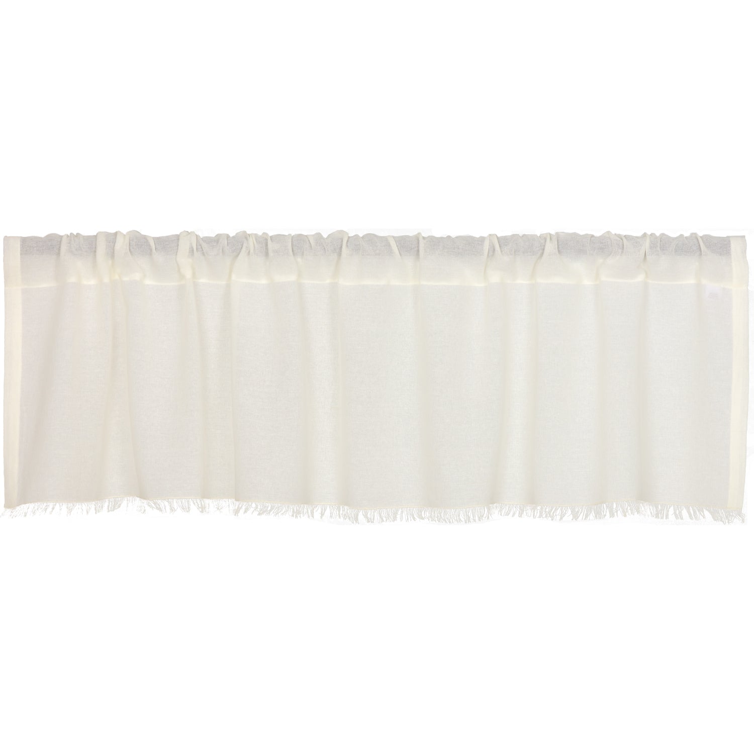 April & Olive Tobacco Cloth Antique White Valance Fringed 16x60 By VHC Brands