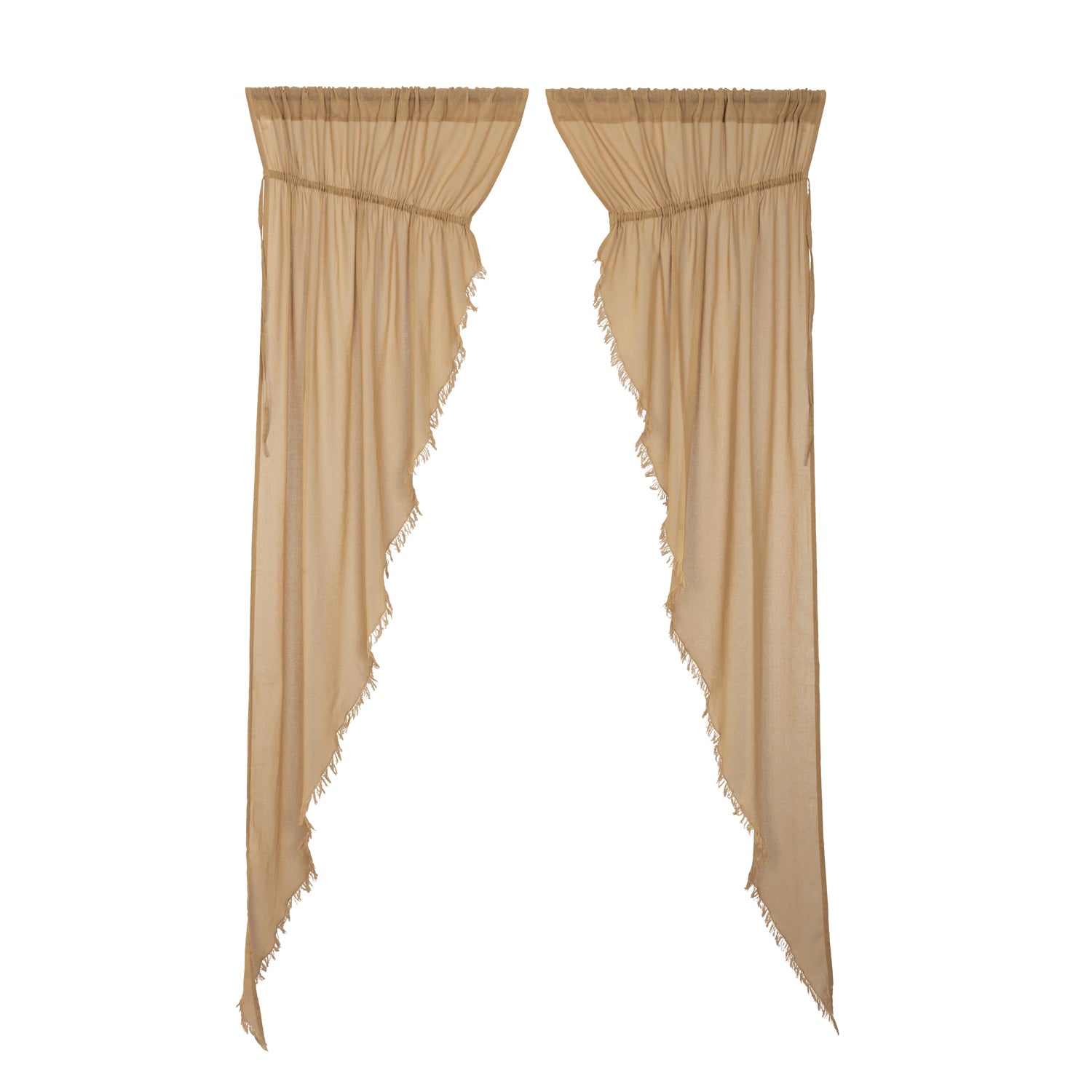 April & Olive Tobacco Cloth Khaki Prairie Long Panel Fringed Set of 2 84x36x18 By VHC Brands