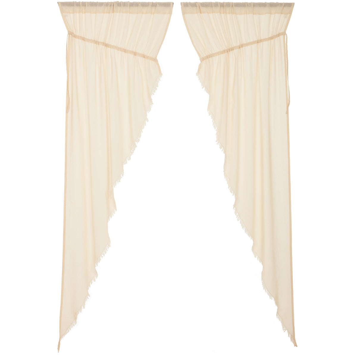 April & Olive Tobacco Cloth Natural Prairie Long Panel Fringed Set of 2 84x36x18 By VHC Brands