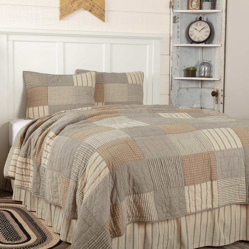 April & Olive Sawyer Mill Charcoal Twin Quilt Set; 1-Quilt 68Wx86L w/1 Sham 21x27 By VHC Brands