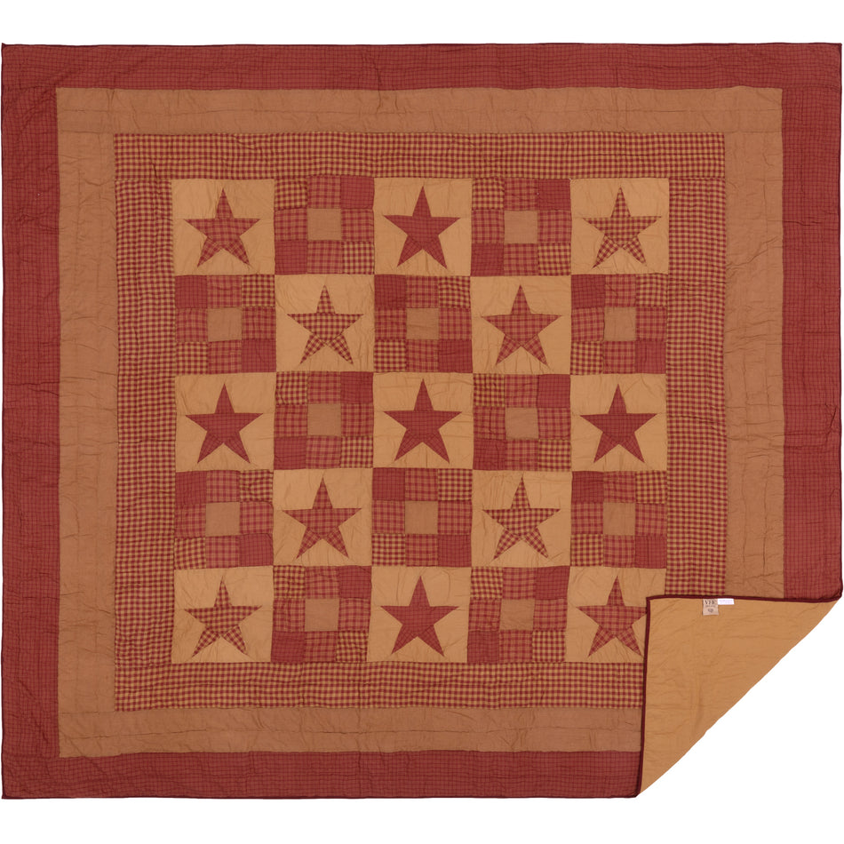 Mayflower Market Ninepatch Star King Quilt Set; 1-Quilt 105Wx95L w/2 Shams 21x37 By VHC Brands