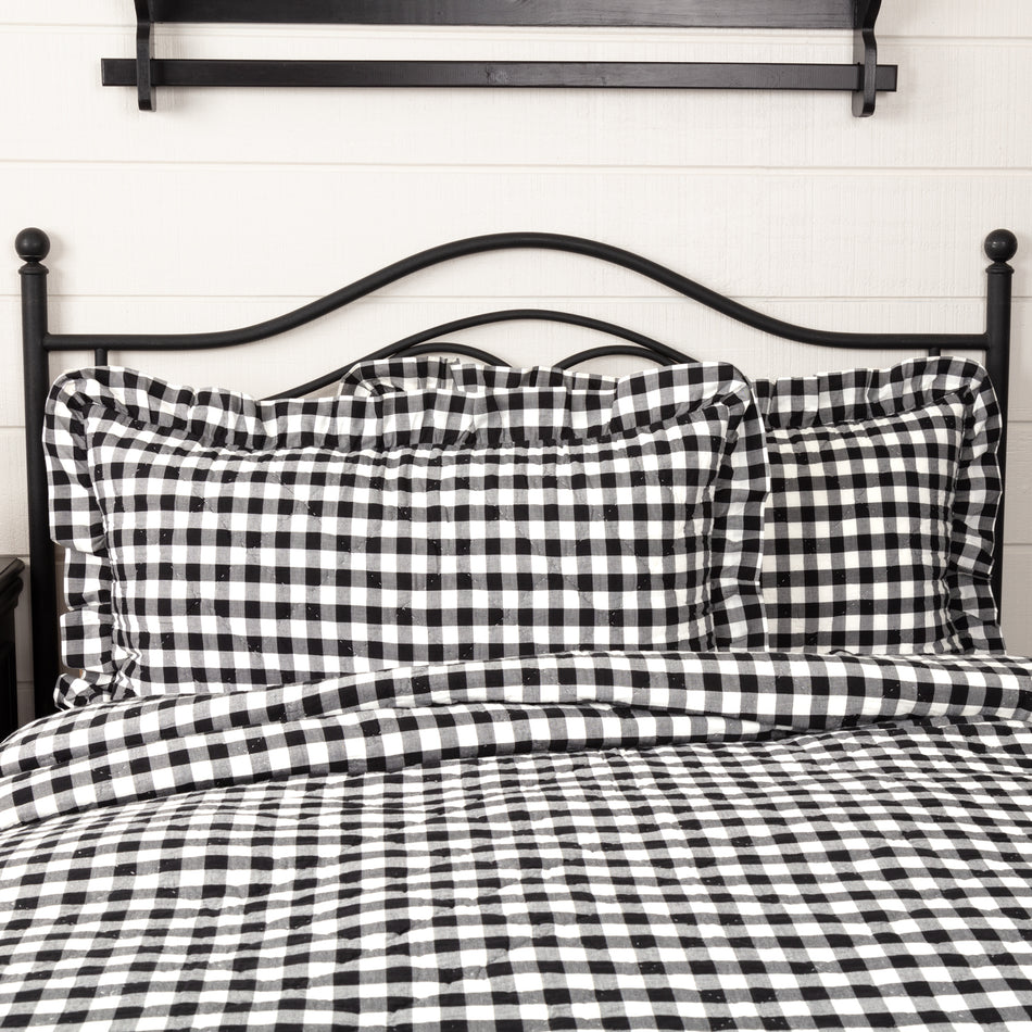 April & Olive Annie Buffalo Black Check Ruffled King Sham 21x37 By VHC Brands