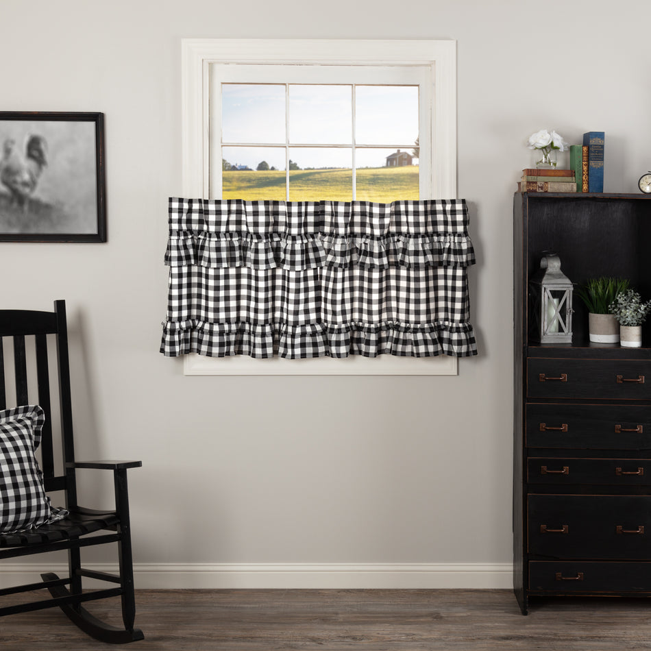 April & Olive Annie Buffalo Black Check Ruffled Tier Set of 2 L24xW36 By VHC Brands