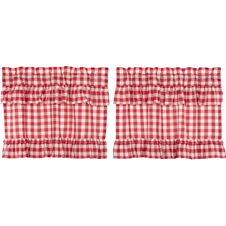 April & Olive Annie Buffalo Red Check Ruffled Tier Set of 2 L24xW36 By VHC Brands