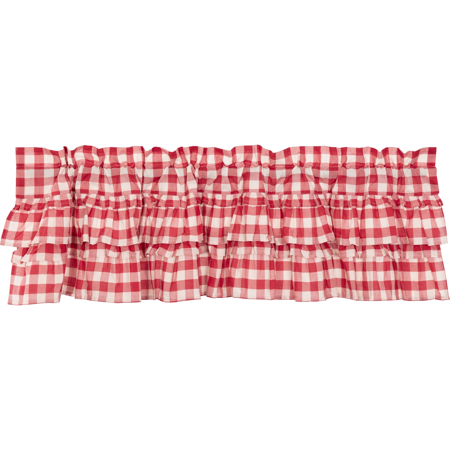 April & Olive Annie Buffalo Red Check Ruffled Valance 16x60 By VHC Brands