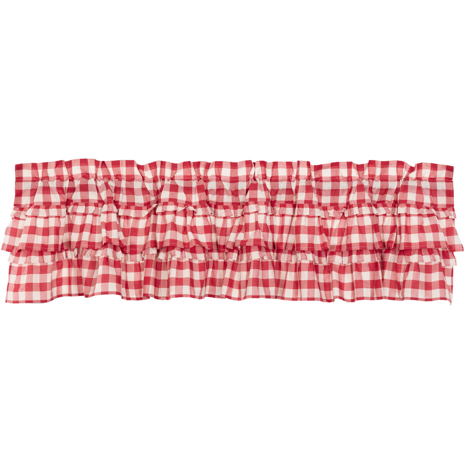 April & Olive Annie Buffalo Red Check Ruffled Valance 16x72 By VHC Brands