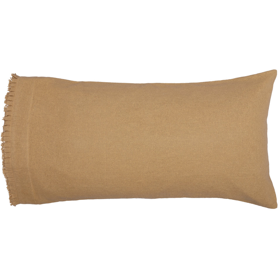 April & Olive Burlap Natural King Pillow Case w/ Fringed Ruffle Set of 2 21x40 By VHC Brands