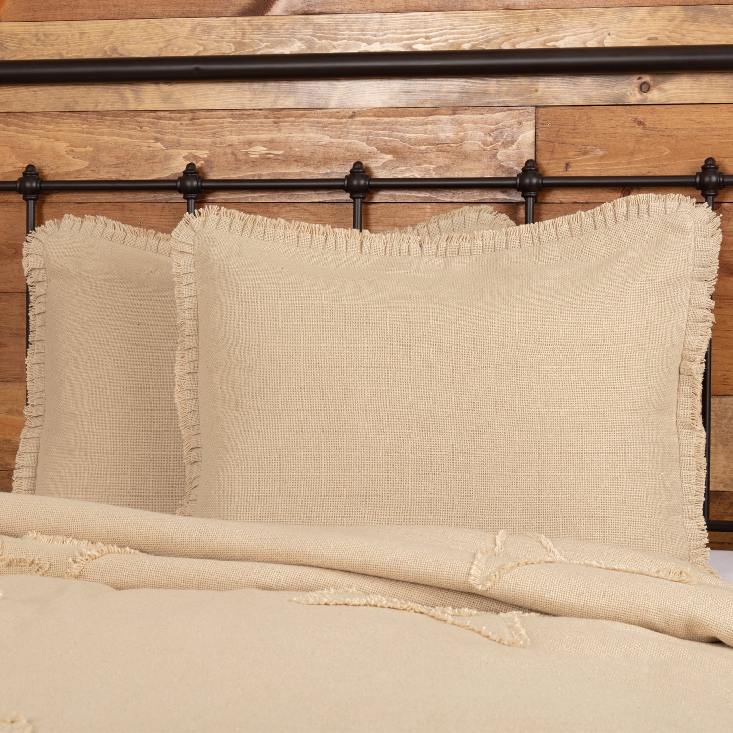 April & Olive Burlap Vintage Standard Sham w/ Fringed Ruffle 21x27 By VHC Brands