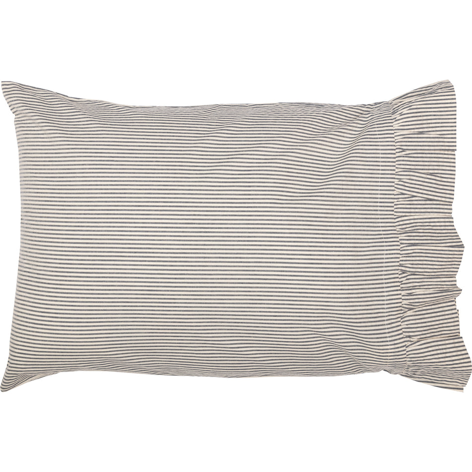 April & Olive Hatteras Seersucker Blue Ticking Stripe Standard Pillow Case Set of 2 21x30 By VHC Brands