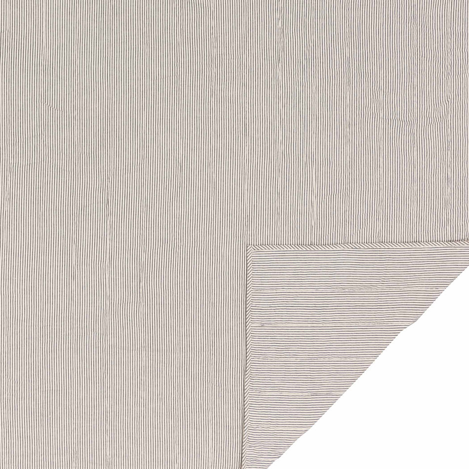 April & Olive Hatteras Seersucker Blue Ticking Stripe Twin Quilt Coverlet 68Wx86L By VHC Brands