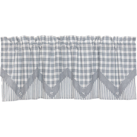 April & Olive Sawyer Mill Blue Valance Layered 20x60 By VHC Brands