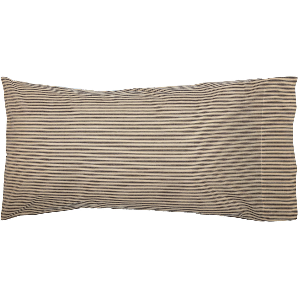 April & Olive Sawyer Mill Charcoal Ticking Stripe King Pillow Case Set of 2 21x40 By VHC Brands