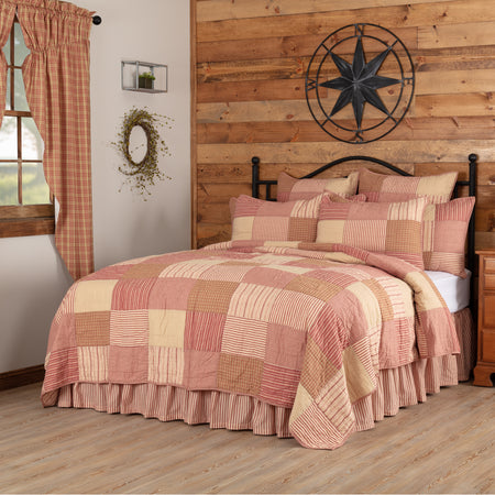 April & Olive Sawyer Mill Red California King Quilt 130Wx115L By VHC Brands