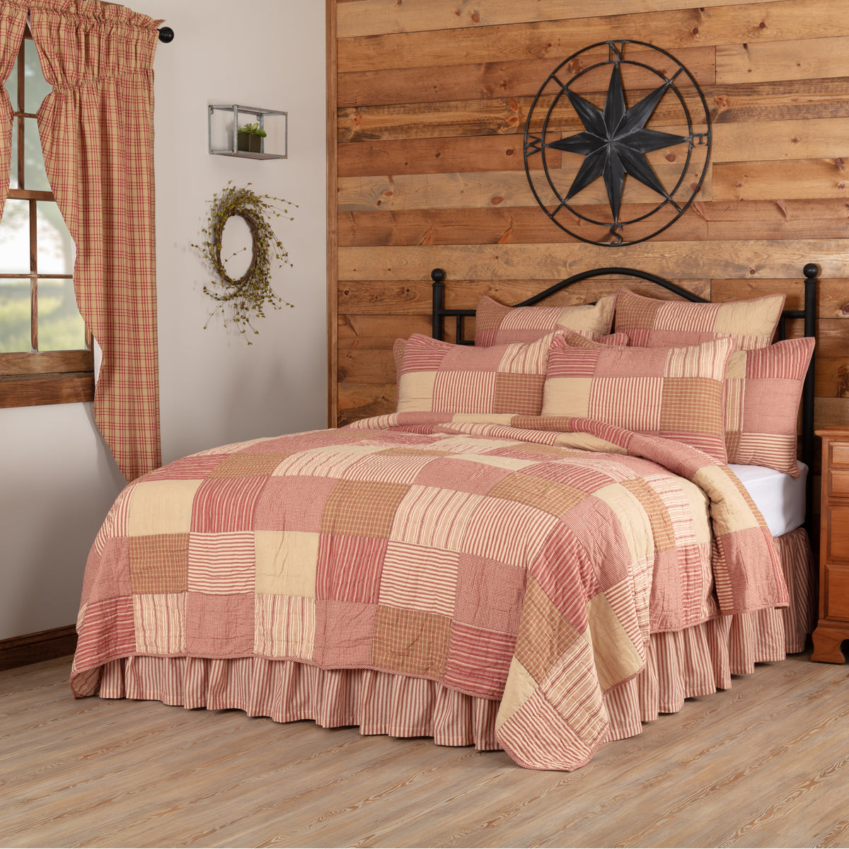 April & Olive Sawyer Mill Red King Quilt 105Wx95L By VHC Brands