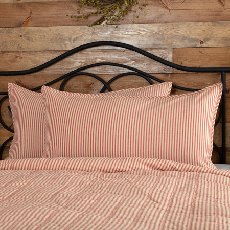 April & Olive Sawyer Mill Red Ticking Stripe King Sham 21x37 By VHC Brands