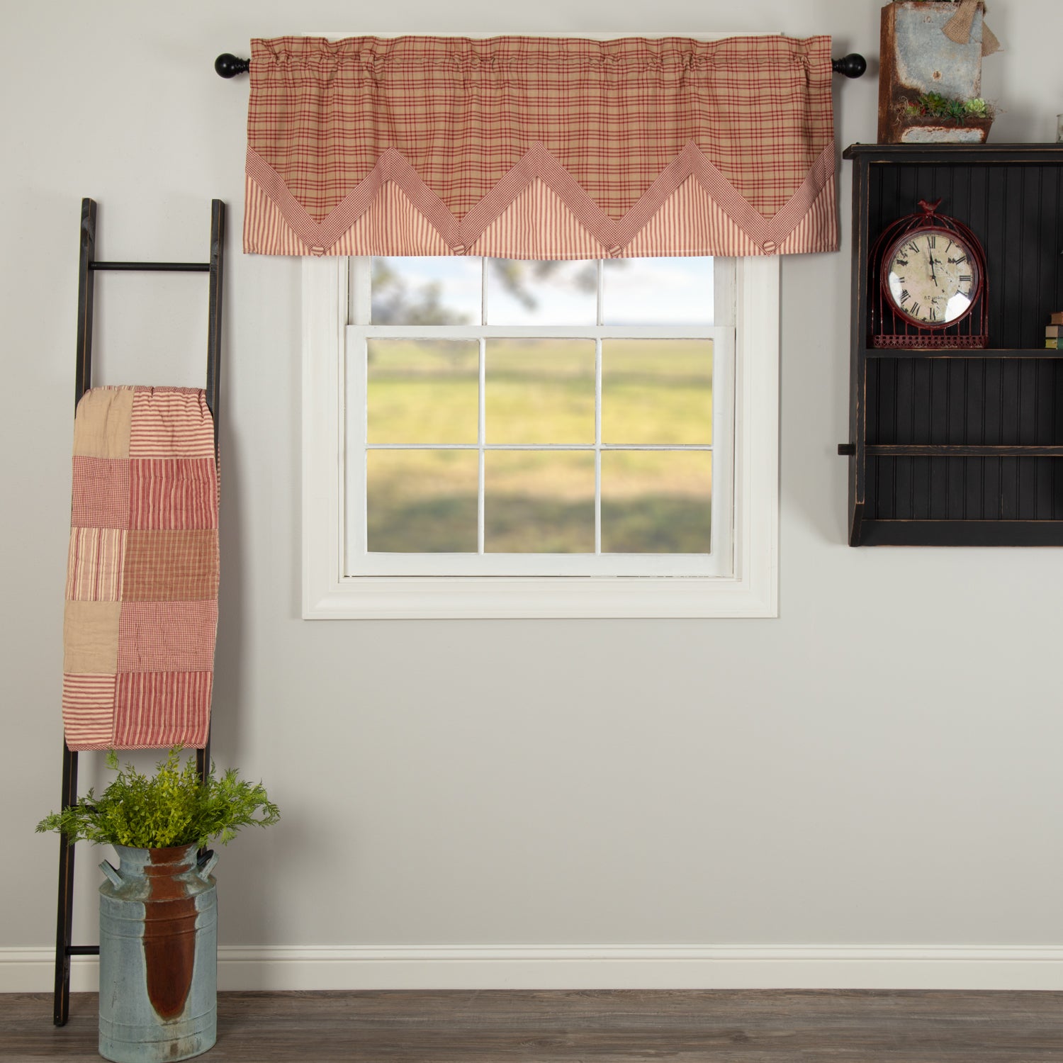 April & Olive Sawyer Mill Red Valance Layered 20x60 By VHC Brands